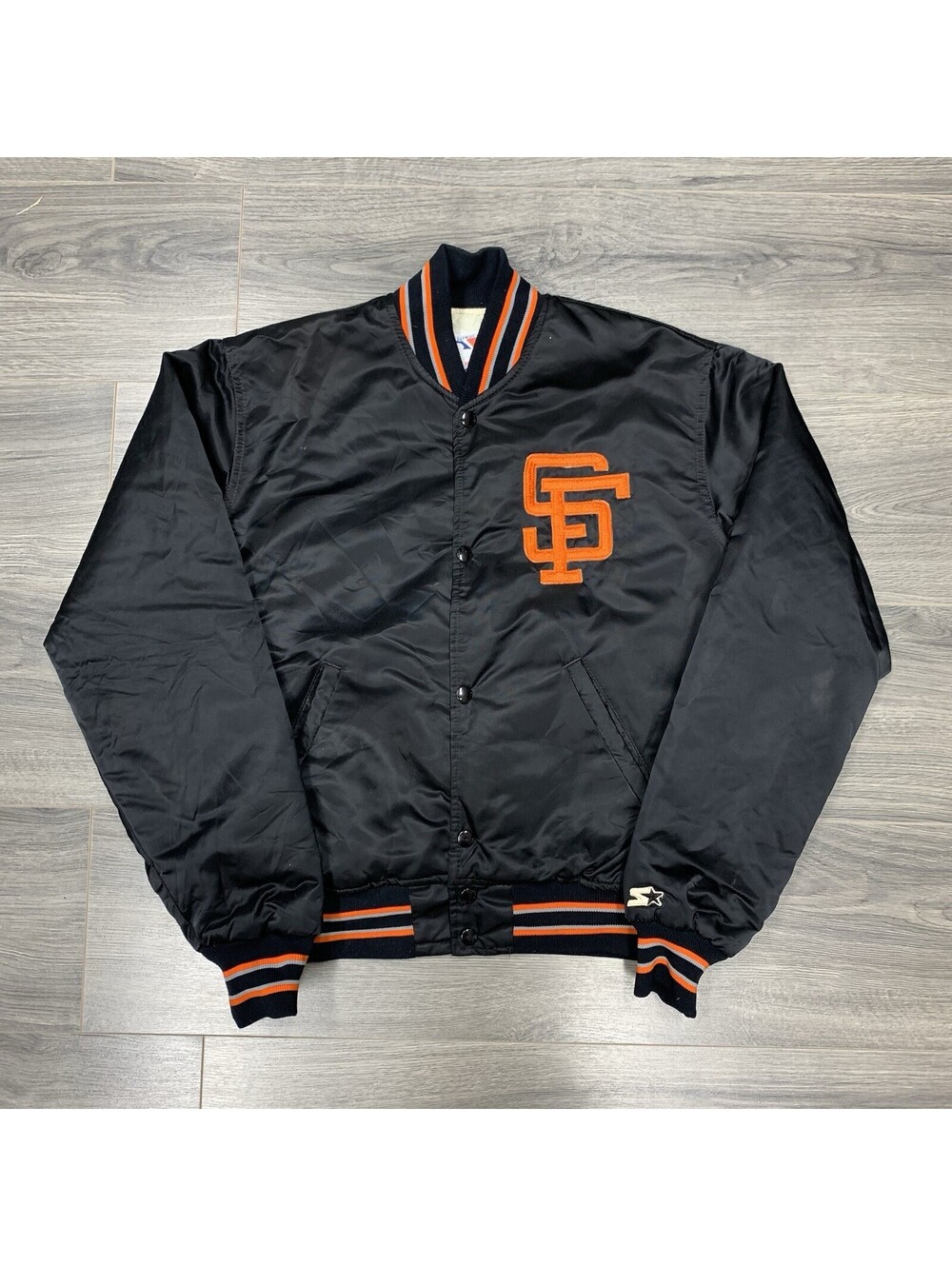 Vintage 90S Starter San Francisco Giants Satin Jacket Medium Rare Men’s Black